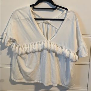 Zara White Top with tassels